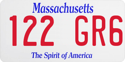 MA license plate 122GR6