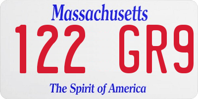 MA license plate 122GR9
