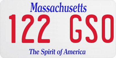 MA license plate 122GS0