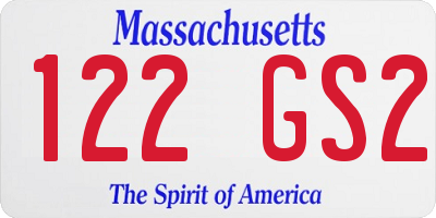 MA license plate 122GS2