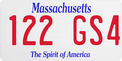 MA license plate 122GS4