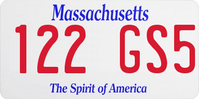 MA license plate 122GS5