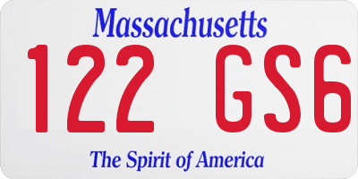 MA license plate 122GS6