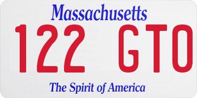 MA license plate 122GT0