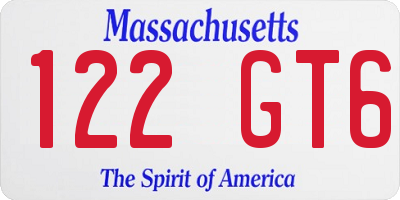 MA license plate 122GT6