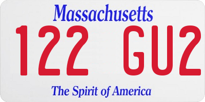 MA license plate 122GU2