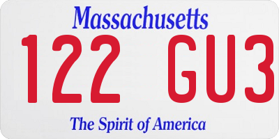 MA license plate 122GU3