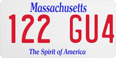 MA license plate 122GU4
