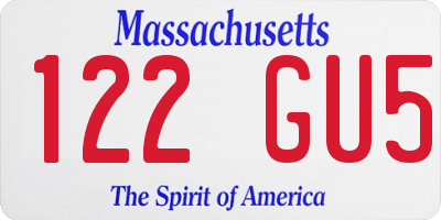 MA license plate 122GU5