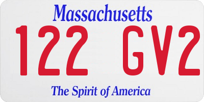 MA license plate 122GV2