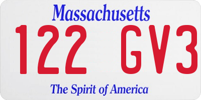 MA license plate 122GV3