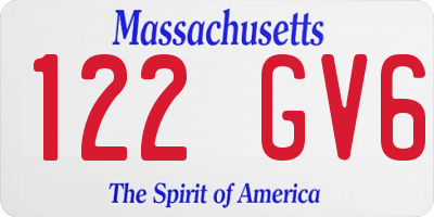 MA license plate 122GV6