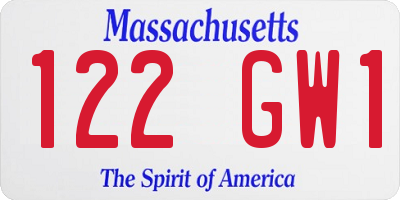MA license plate 122GW1