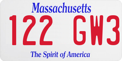 MA license plate 122GW3