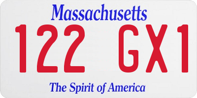 MA license plate 122GX1