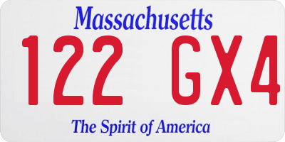 MA license plate 122GX4