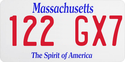 MA license plate 122GX7