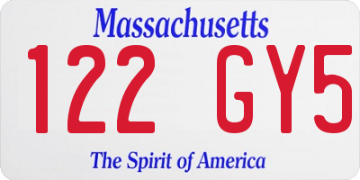 MA license plate 122GY5
