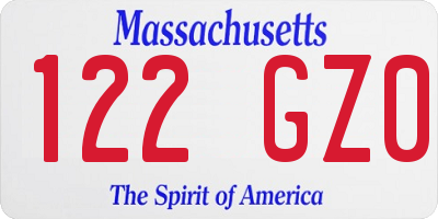 MA license plate 122GZ0