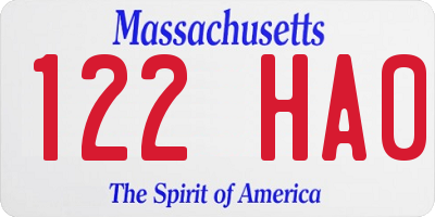 MA license plate 122HA0