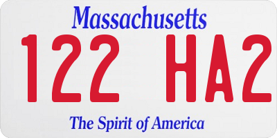 MA license plate 122HA2