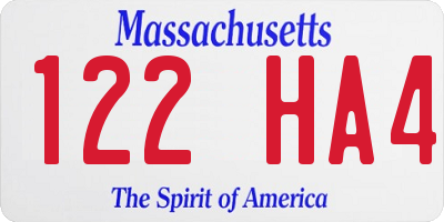 MA license plate 122HA4