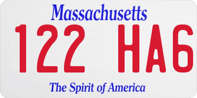 MA license plate 122HA6