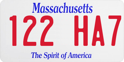 MA license plate 122HA7