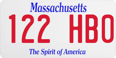 MA license plate 122HB0