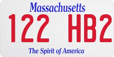 MA license plate 122HB2