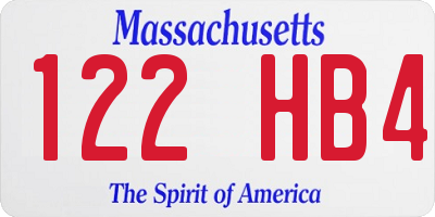 MA license plate 122HB4