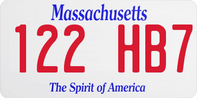 MA license plate 122HB7