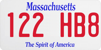 MA license plate 122HB8