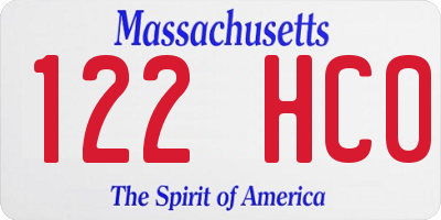 MA license plate 122HC0