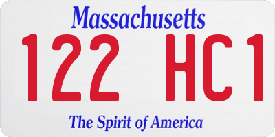 MA license plate 122HC1