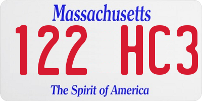 MA license plate 122HC3