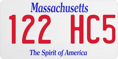 MA license plate 122HC5
