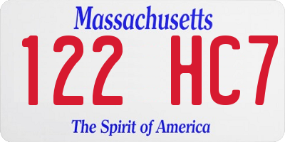 MA license plate 122HC7