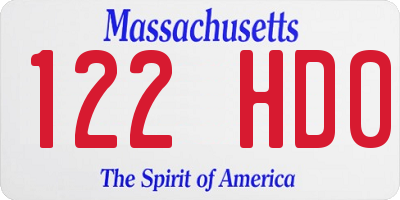 MA license plate 122HD0