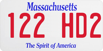 MA license plate 122HD2