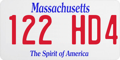 MA license plate 122HD4