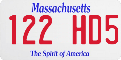 MA license plate 122HD5