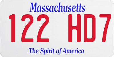 MA license plate 122HD7