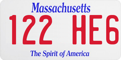 MA license plate 122HE6