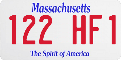 MA license plate 122HF1