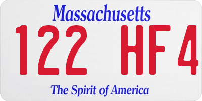 MA license plate 122HF4