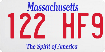 MA license plate 122HF9