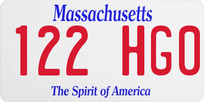 MA license plate 122HG0