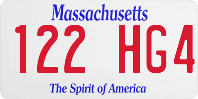 MA license plate 122HG4