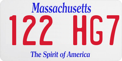 MA license plate 122HG7